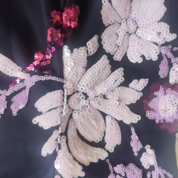 💛 Limited Time Sale💛Adrianna Papell Black and Purple Floral Midi Dress - Picture 9 of 12